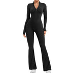 Hana – Seamless Long Sleeve Sport Jumpsuit with Flared Legs for Yoga and Casual Wear