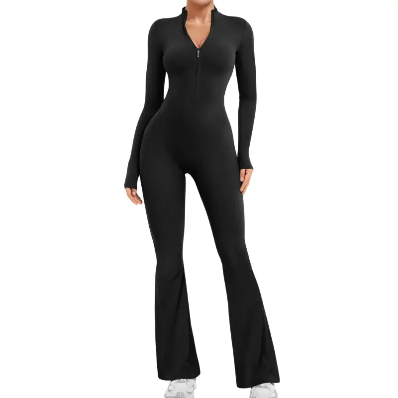 Hana – Seamless Long Sleeve Sport Jumpsuit with Flared Legs for Yoga and Casual Wear