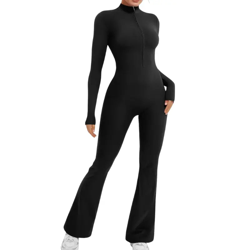 Hana – Seamless Long Sleeve Sport Jumpsuit with Flared Legs for Yoga and Casual Wear