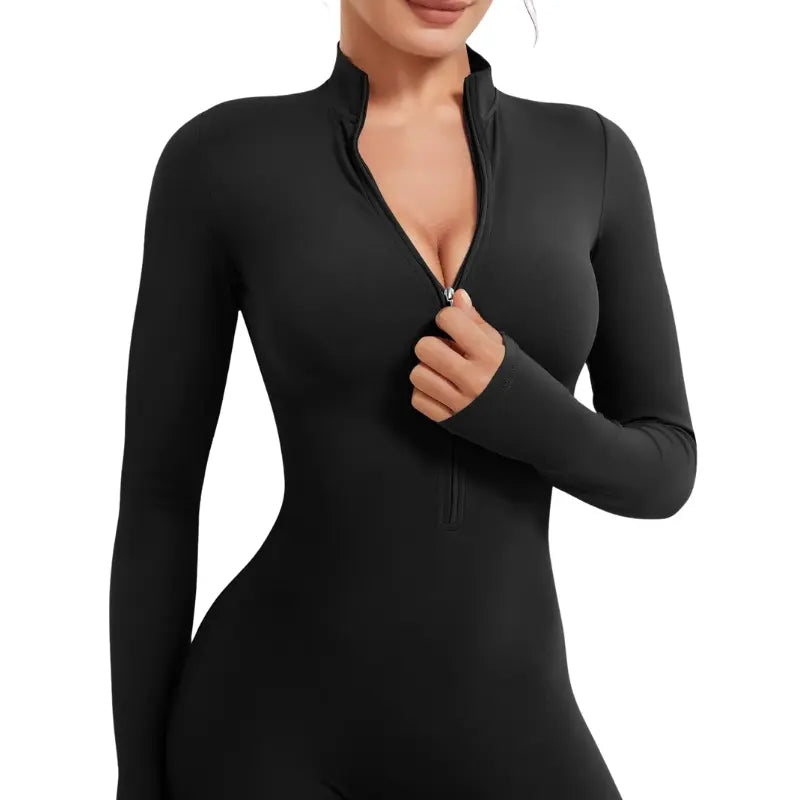 Hana – Seamless Long Sleeve Sport Jumpsuit with Flared Legs for Yoga and Casual Wear