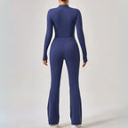 MunaWear - One-Pieces - Hana – Seamless Long Sleeve Sport Jumpsuit with Flared Legs for Yoga and Casual Wear - 