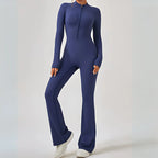 MunaWear - One-Pieces - Hana – Seamless Long Sleeve Sport Jumpsuit with Flared Legs for Yoga and Casual Wear - 