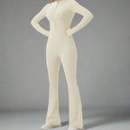 MunaWear - One-Pieces - Hana – Seamless Long Sleeve Sport Jumpsuit with Flared Legs for Yoga and Casual Wear - 