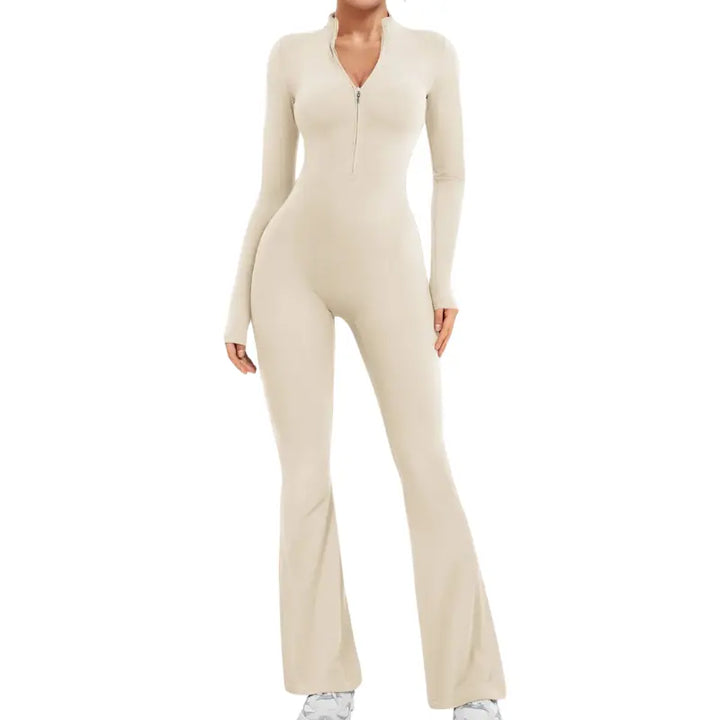 Hana – Seamless Long Sleeve Sport Jumpsuit with Flared Legs for Yoga and Casual Wear