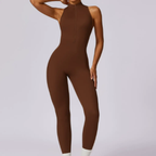 MunaWear - One-Pieces - Leona – Seamless Breathable Sport Jumpsuit for Women with Ultimate Comfort and Flexibility - Brown / XL