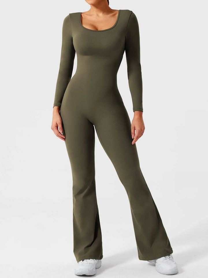 MunaWear  One-Pieces  Lila – Elegant Black Jumpsuit for Women with Deep V-Back and Stretchy Comfort  Green-XL