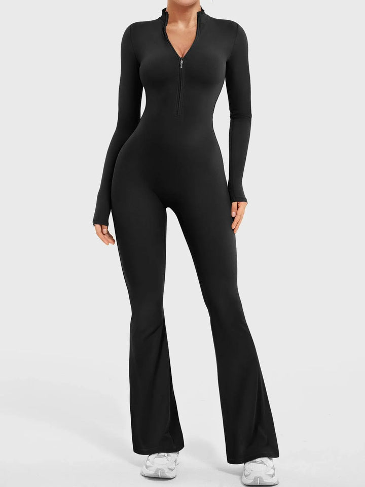 MunaWear  One-Pieces  Lila – Seamless Long Sleeve Sport Jumpsuit with Flared Legs for Yoga and Casual Wear 