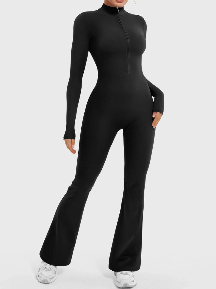 MunaWear  One-Pieces  Lila – Seamless Long Sleeve Sport Jumpsuit with Flared Legs for Yoga and Casual Wear 
