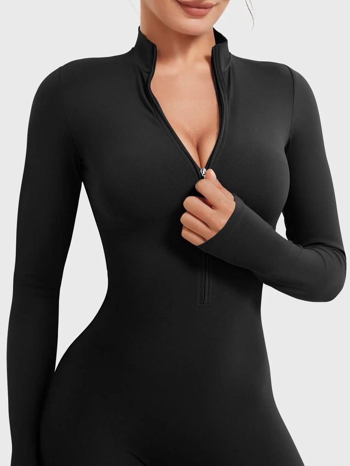 MunaWear  One-Pieces  Lila – Seamless Long Sleeve Sport Jumpsuit with Flared Legs for Yoga and Casual Wear 