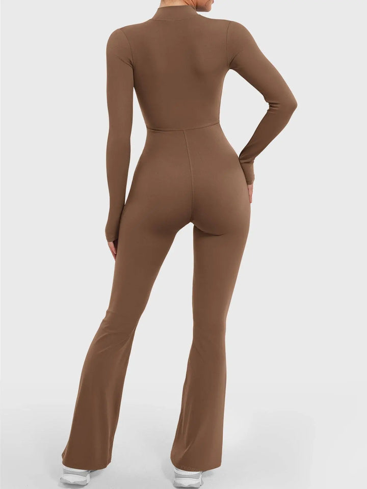 MunaWear  One-Pieces  Lila – Seamless Long Sleeve Sport Jumpsuit with Flared Legs for Yoga and Casual Wear 