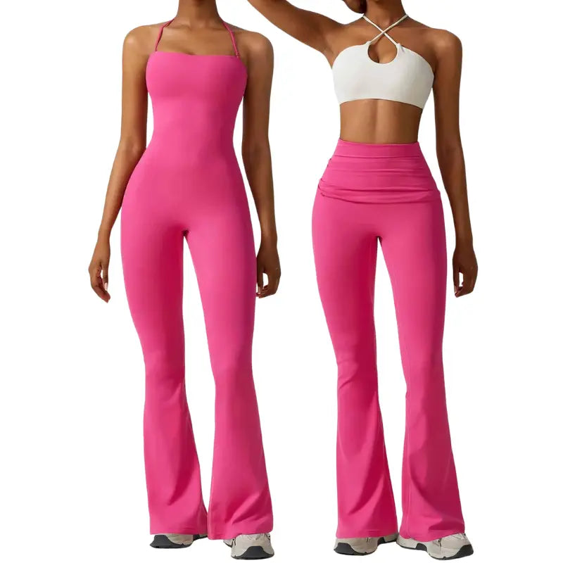 Maya – Elegant Black Jumpsuit for Women with Halter Neck Design & Flared Legs