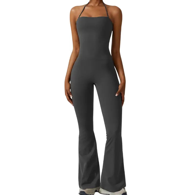 MunaWear - One-Pieces - Maya – Elegant Black Jumpsuit for Women with Halter Neck Design & Flared Legs - 