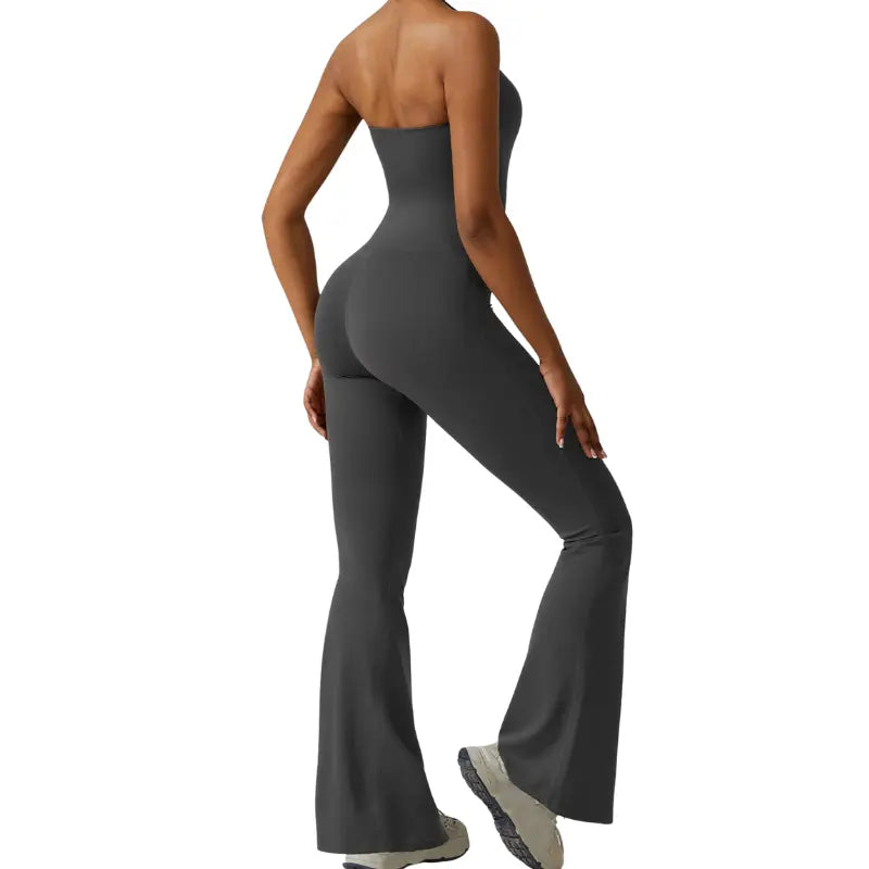 MunaWear - One-Pieces - Maya – Elegant Black Jumpsuit for Women with Halter Neck Design & Flared Legs - 