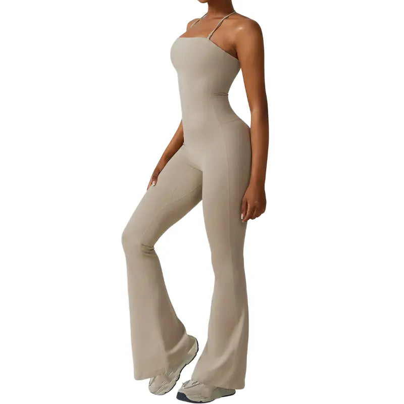 MunaWear - One-Pieces - Maya – Elegant Black Jumpsuit for Women with Halter Neck Design & Flared Legs - 