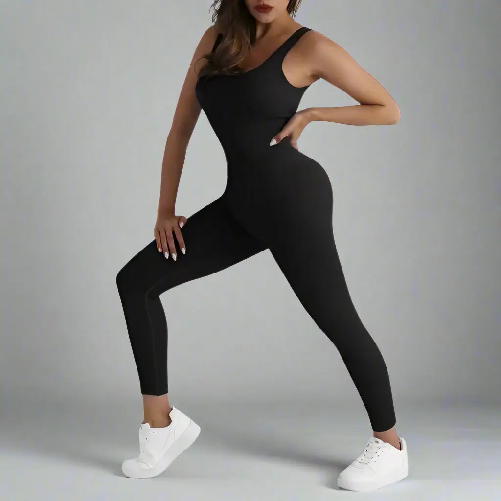 MunaWear - One-Pieces - Nina - Chic Short Sleeve Jumpsuit For Active Women On The Go - 