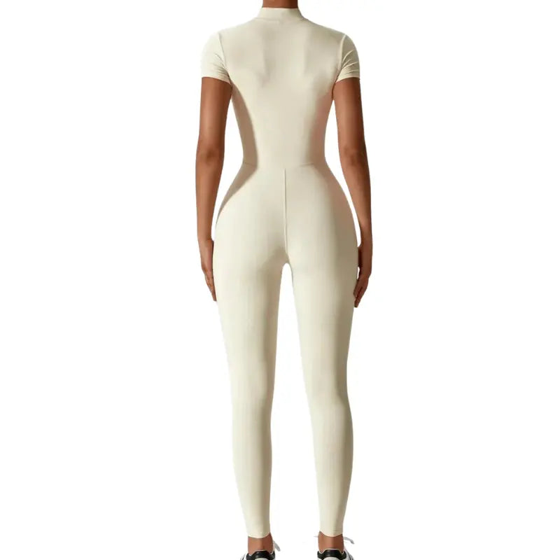 MunaWear - One-Pieces - Samantha – Slim-Fit Short Sleeve Sport Jumpsuit with Zipper for Yoga and Fitness - 