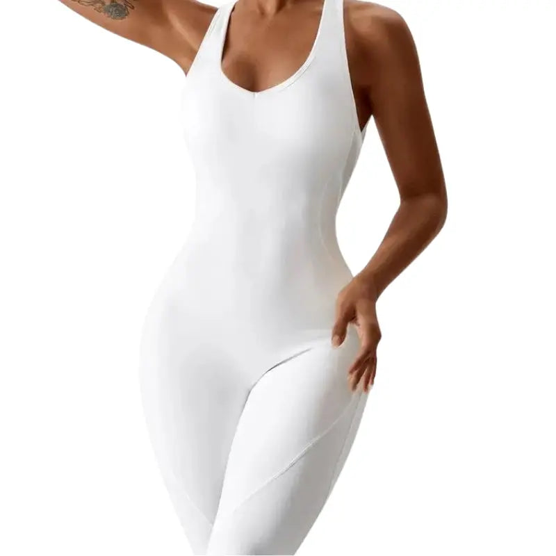 MunaWear - One-Pieces - Sierra - Chic Open-Rug Flared Jumpsuit for Effortless Athleisure Style - 
