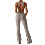 MunaWear - One-Pieces - Sierra - Chic Open-Rug Flared Jumpsuit for Effortless Athleisure Style - 