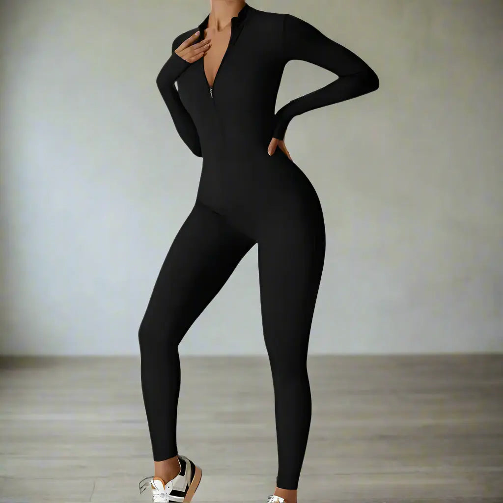 Solenne – Shaping Yoga & Pilates Jumpsuit with Front Zipper and Breathable Comfort