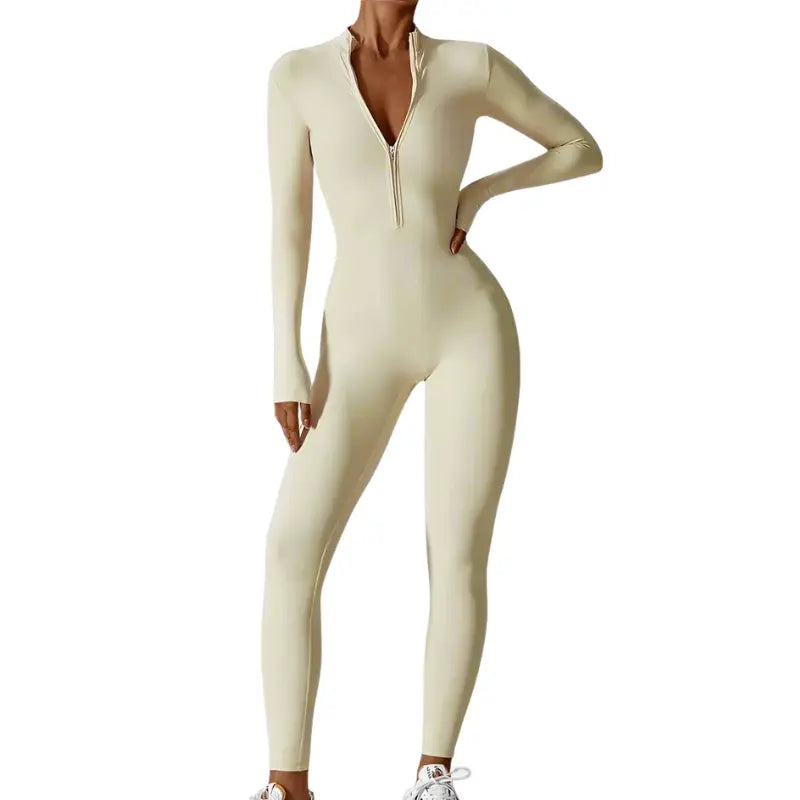Solenne – Shaping Yoga & Pilates Jumpsuit with Front Zipper and Breathable Comfort