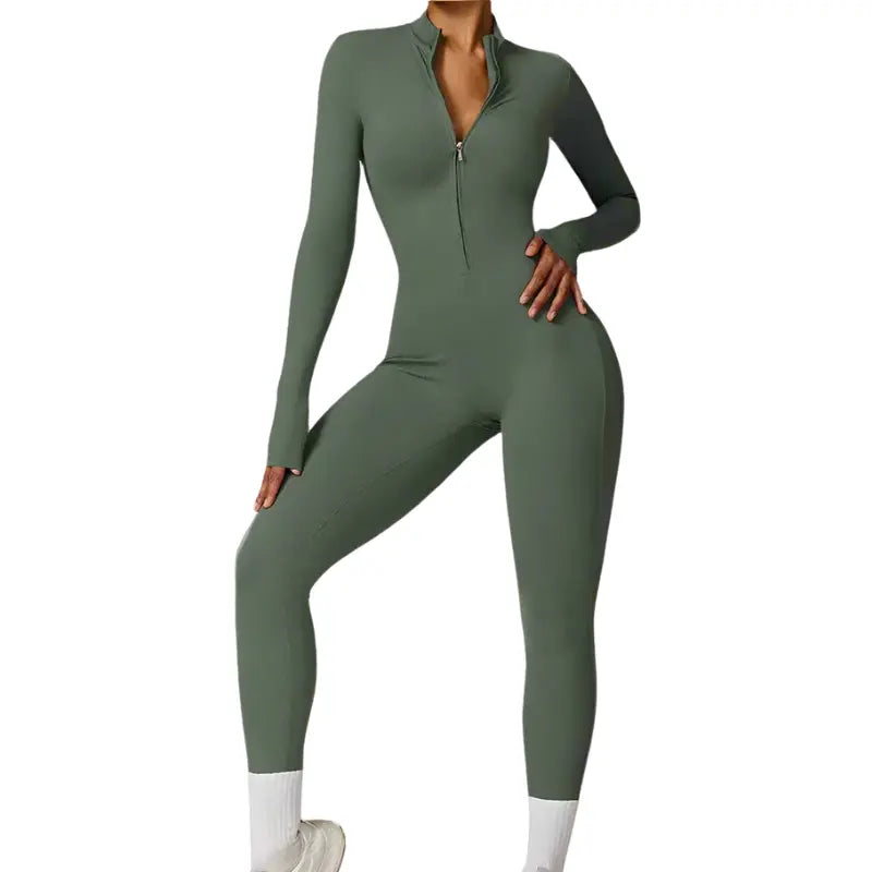 Solenne – Shaping Yoga & Pilates Jumpsuit with Front Zipper and Breathable Comfort