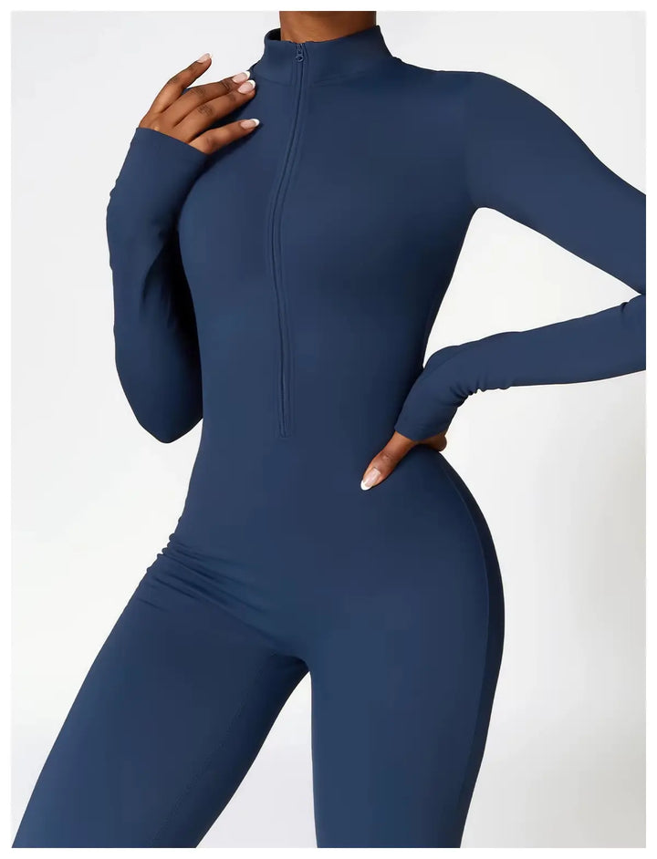 MunaWear  One-Pieces  Sophie - Black Slim-Fit Jumpsuit for Women with Superstretch Comfort and Soft Fleece Lining 