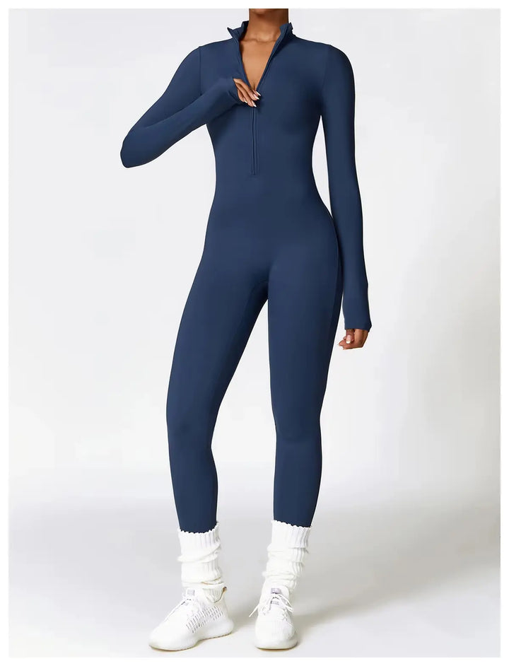 MunaWear  One-Pieces  Sophie - Black Slim-Fit Jumpsuit for Women with Superstretch Comfort and Soft Fleece Lining 