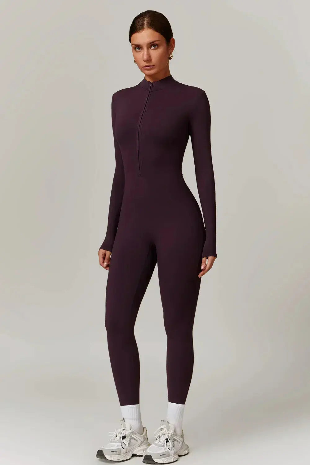 MunaWear  One-Pieces  Sophie - Black Slim-Fit Jumpsuit for Women with Superstretch Comfort and Soft Fleece Lining  Eggplant-XL