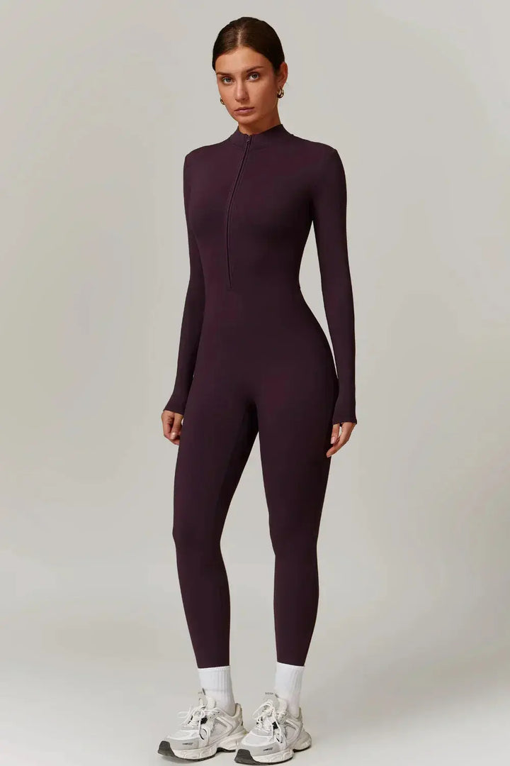 MunaWear  One-Pieces  Sophie - Black Slim-Fit Jumpsuit for Women with Superstretch Comfort and Soft Fleece Lining  Eggplant-XL