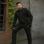 Drew – Versatile Outdoor Set for Men with Multi-Pockets & Comfortable Cotton Blend- Black