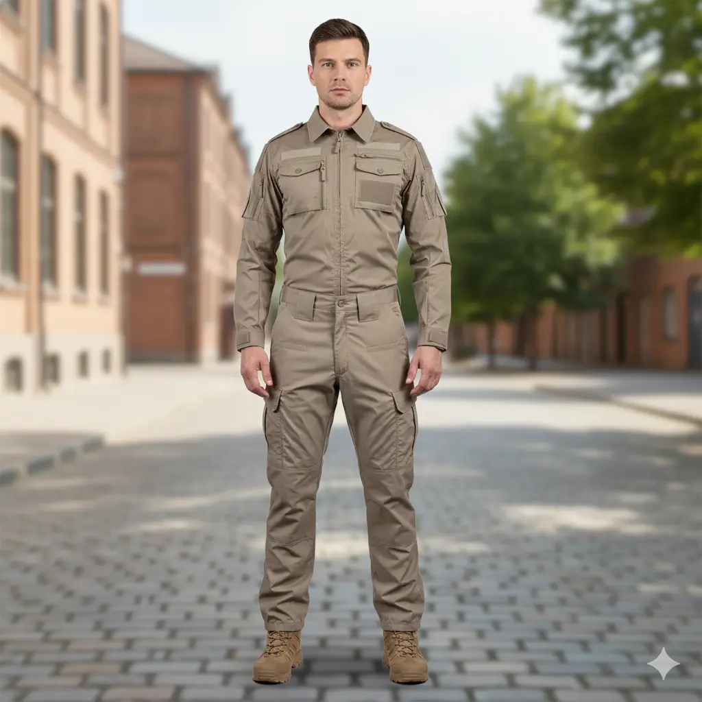 Drew – Versatile Outdoor Set for Men with Multi-Pockets & Comfortable Cotton Blend- Khaki