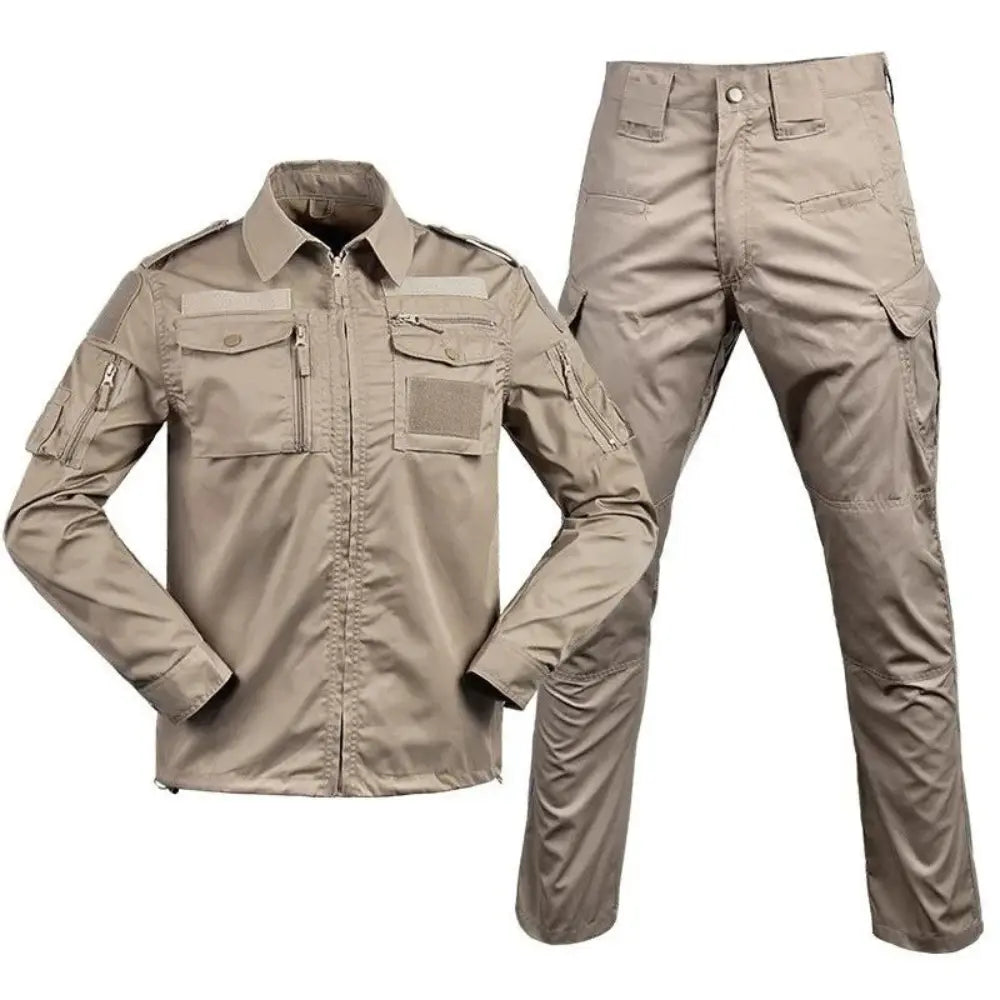 Drew – Versatile Outdoor Set for Men with Multi-Pockets & Comfortable Cotton Blend- Khaki