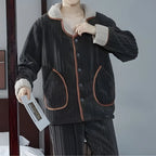 MunaWear - Pajama Sets - James - Cozy Long Sleeve Men's Pajama Set with Sherpa Lining for Cold Nights - Black