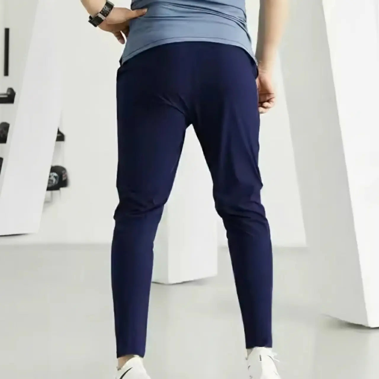 MunaWear - Pants - Nomar - Quick-Dry Elastic Mens Running Pants for Gym & Training, Lightweight & Flexible Fit - Blue / 4XL