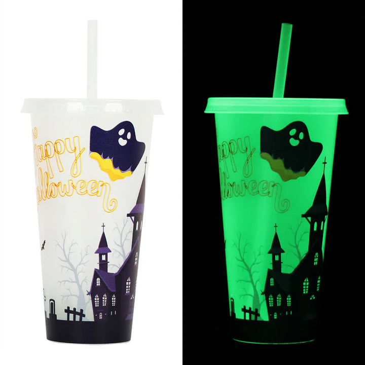 Halloween Party Drinking Cup – Bright Reusable 720ml Cup with Straw for Spooky Drinks 8