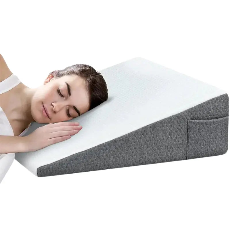 MunaWear - Pillows & Cushions - Sienna - Soft Memory Foam Bed Wedge Pillow for Elevation & Snoring Relief - White/Gray
