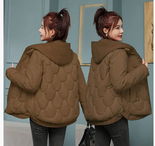 MunaWear - Puffer Jackets - Liora - Stylish Black Puffer Jacket With High-Quality Insulation For Autumn Adventures - Brown / 3XL