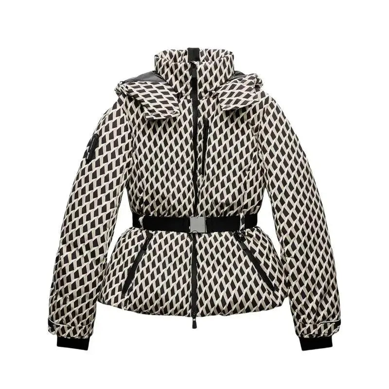 MunaWear - Puffer Jackets - Liora – Water-Resistant Black Puffer Jacket With Belted Design For Winter Wear - 
