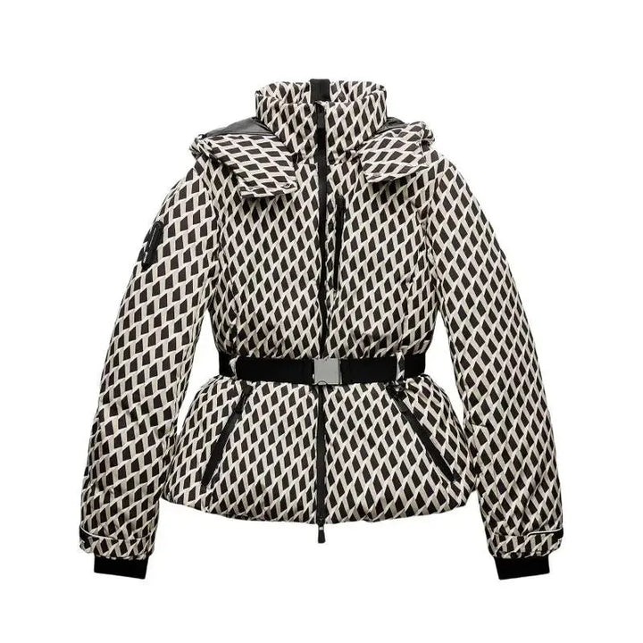 MunaWear - Puffer Jackets - Liora – Water-Resistant Black Puffer Jacket With Belted Design For Winter Wear - 