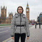 MunaWear - Puffer Jackets - Zenya – Water-Resistant Black Puffer Jacket With Belted Design For Winter Wear - 