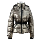 MunaWear - Puffer Jackets - Zenya– Water-Resistant Black Puffer Jacket With Belted Design For Winter Wear - Silver / L