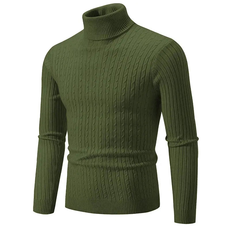 MunaWear - Hoodies & Sweatshirts - Ash – Men's Turtleneck Cashmere Sweater for Warmth & Style, Perfect Winter Essential - Army Green