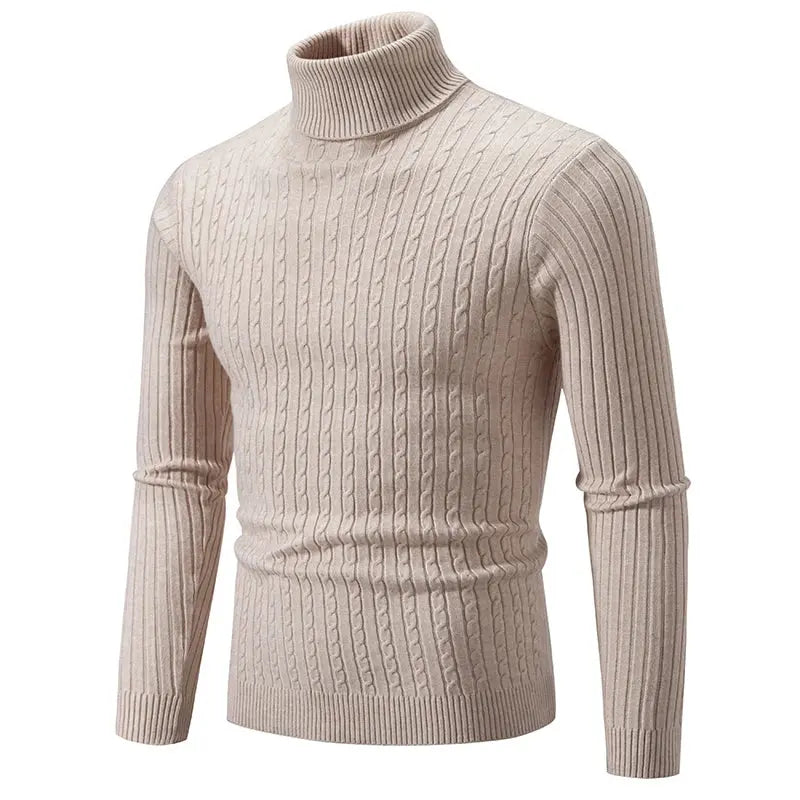 MunaWear - Hoodies & Sweatshirts - Ash – Men's Turtleneck Cashmere Sweater for Warmth & Style, Perfect Winter Essential - Beige