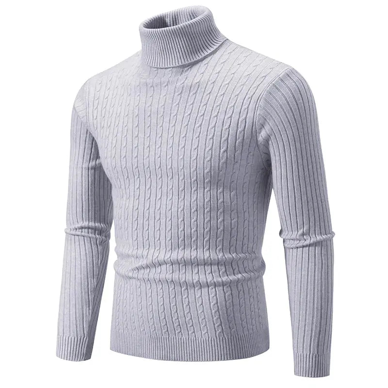 MunaWear - Hoodies & Sweatshirts - Ash – Men's Turtleneck Cashmere Sweater for Warmth & Style, Perfect Winter Essential - Light Gray