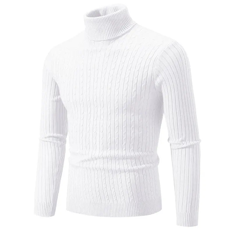 MunaWear - Hoodies & Sweatshirts - Ash – Men's Turtleneck Cashmere Sweater for Warmth & Style, Perfect Winter Essential - White