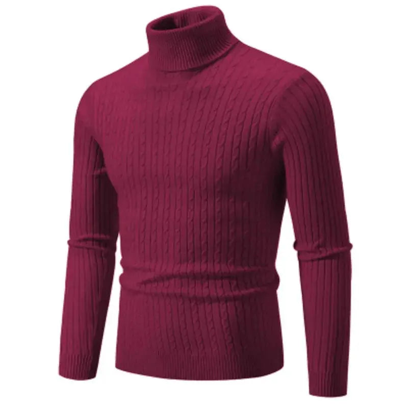MunaWear - Hoodies & Sweatshirts - Ash – Men's Turtleneck Cashmere Sweater for Warmth & Style, Perfect Winter Essential - Wine Red