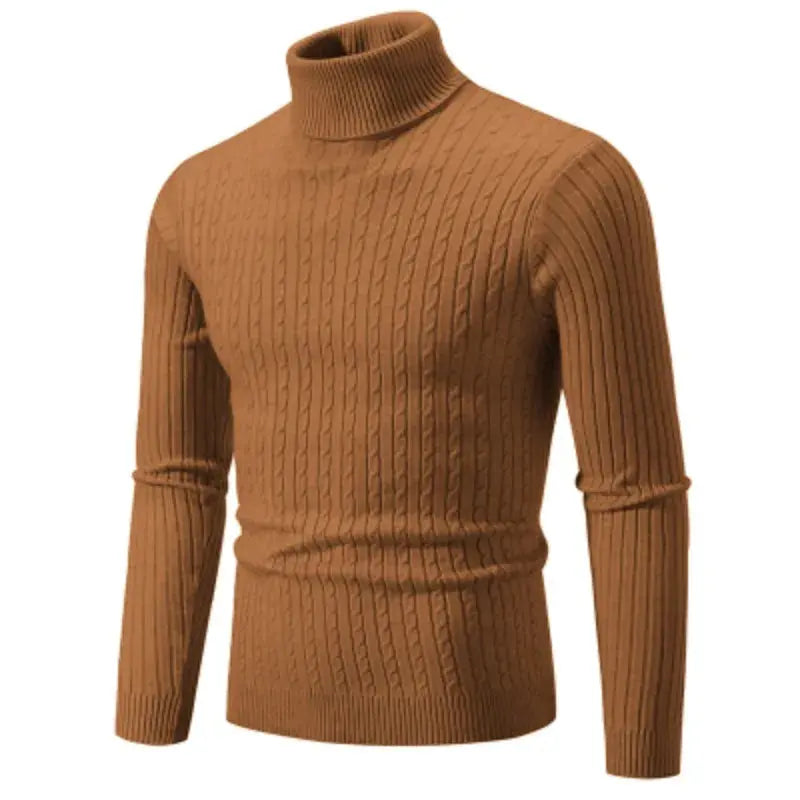 MunaWear - Hoodies & Sweatshirts - Ash – Men's Turtleneck Cashmere Sweater for Warmth & Style, Perfect Winter Essential - Brown