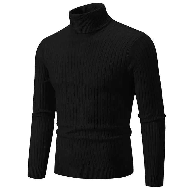 MunaWear - Hoodies & Sweatshirts - Ash – Men's Turtleneck Cashmere Sweater for Warmth & Style, Perfect Winter Essential - Black