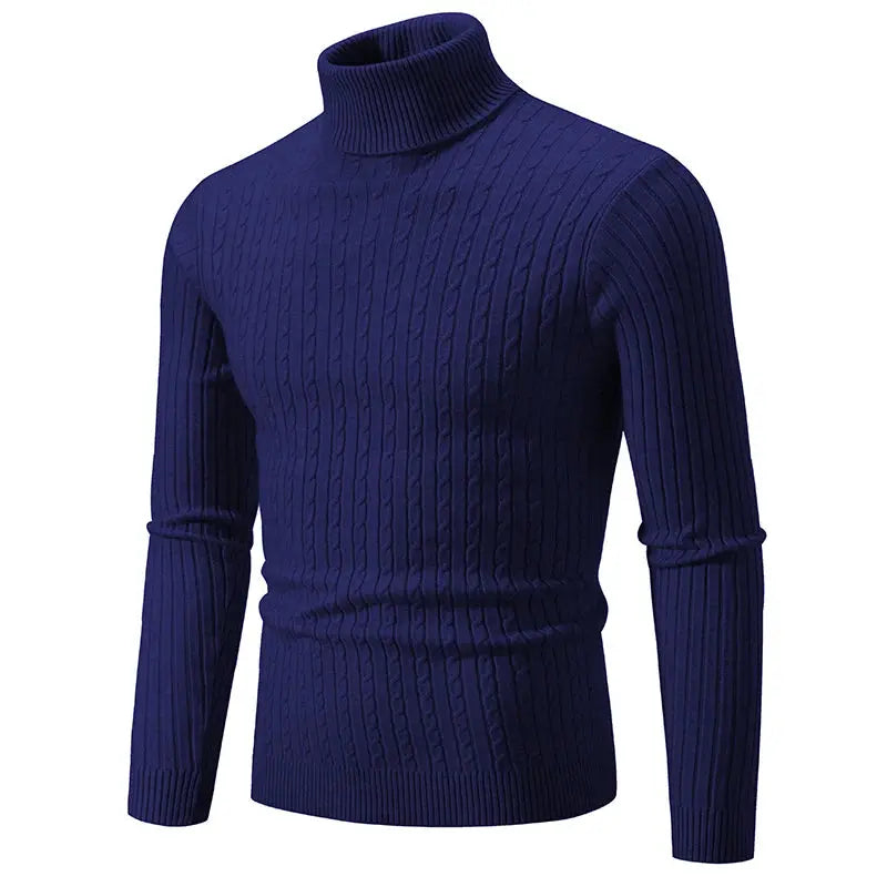 MunaWear - Hoodies & Sweatshirts - Ash – Men's Turtleneck Cashmere Sweater for Warmth & Style, Perfect Winter Essential - Navy Blue
