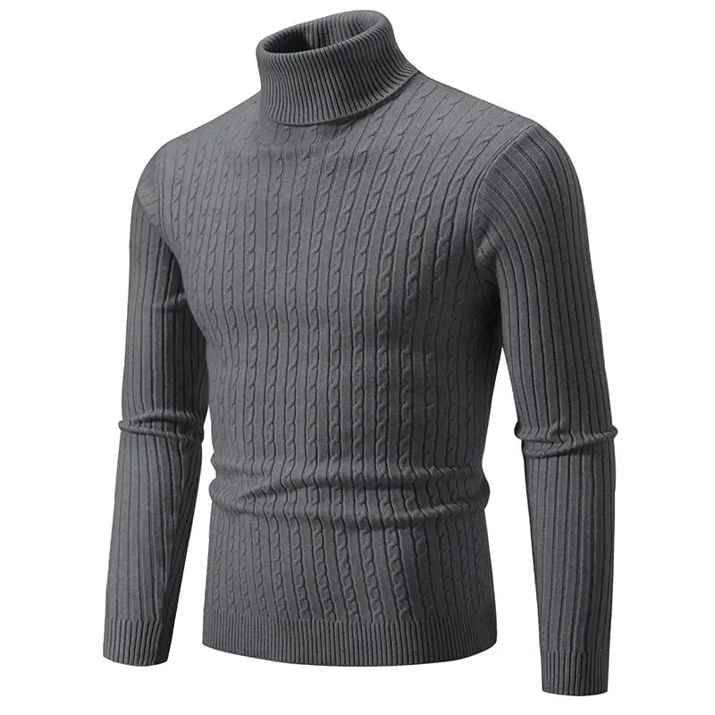 MunaWear - Hoodies & Sweatshirts - Ash – Men's Turtleneck Cashmere Sweater for Warmth & Style, Perfect Winter Essential - Dark Gray